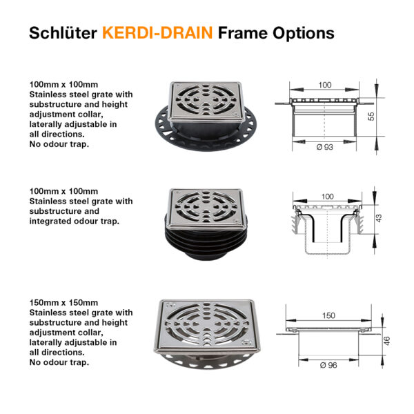 8 Schluter Kerdi Drain Frame Options